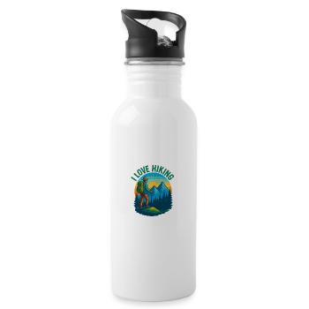 Ich liebe Wandern - Trinkflasche mit integriertem Trinkhalm - Weiß - Rechts