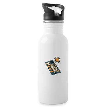 Astronaut im Urlaub - Trinkflasche mit integriertem Trinkhalm - Weiß - Rechts