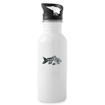 Blue Fish - Trinkflasche mit integriertem Trinkhalm - Weiß - Rechts