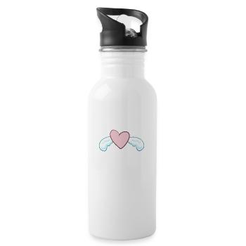 Angel heart symbol love - Water bottle with straw - white - Right