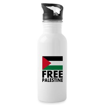 Free palestine - Trinkflasche mit integriertem Trinkhalm - Weiß - Rechts