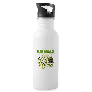 Animals Are Better Than a Pot of Gold St Patricks - Water bottle with straw - white - Right
