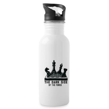 Lusitger Schachspieler Spruch I Schach - Trinkflasche mit integriertem Trinkhalm - Weiß - Rechts