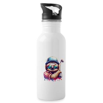 Paresseux, Golfeur, Terrain De Golf, Chiens - Gourde avec paille intégrée - blanc - Droite
