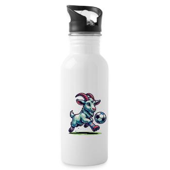 Goat Soccer Player Champion Fan Design - Water bottle with straw - white - Right