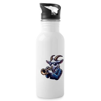 Cool Goats Trumpeter Band Musician - Water bottle with straw - white - Right