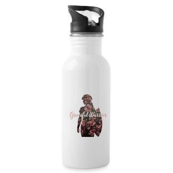 Anmutige Kriegerin Blumenhintergrund Design - Trinkflasche mit integriertem Trinkhalm - Weiß - Rechts