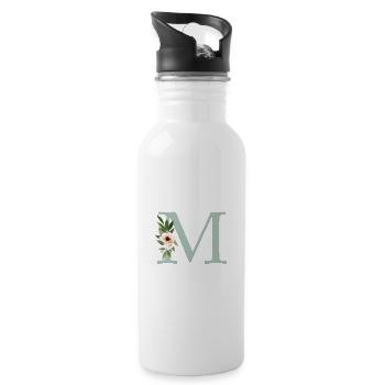 Personalisierbar Monogramm Pastell Floral M - Trinkflasche mit integriertem Trinkhalm - Weiß - Rechts