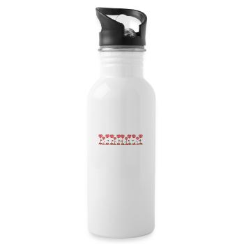 line flowers roses line red - Water bottle with straw - white - Right