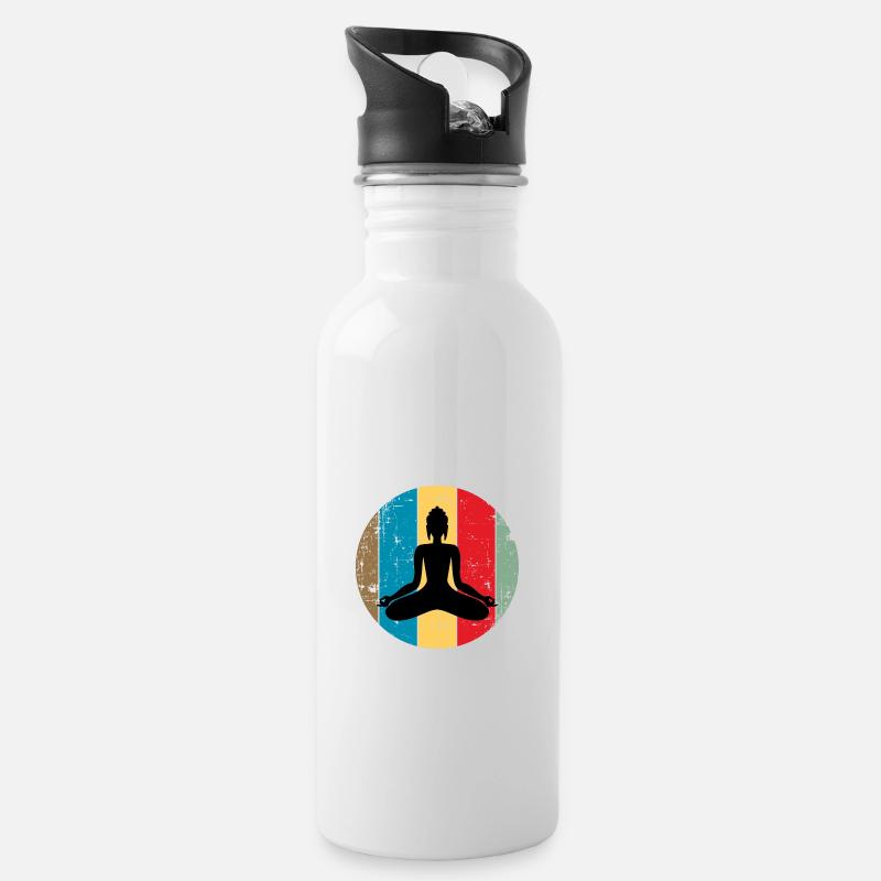 Vintage Buddhism - Water bottle with straw - white