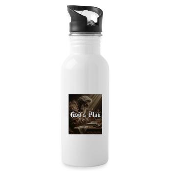 God's Plan Get Rich or Die Trying Memento Mori - Trinkflasche mit integriertem Trinkhalm - Weiß - Rechts