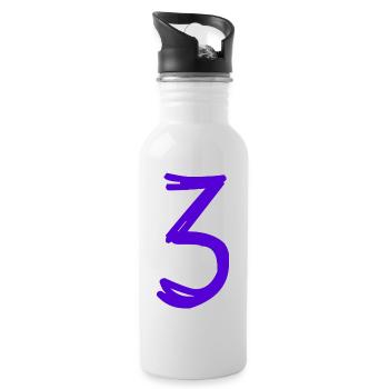 3 YEARS. 3RD ANNIVERSARY. BIRTHDAY 3 YEARS. 3 - Water bottle with straw - white - Right