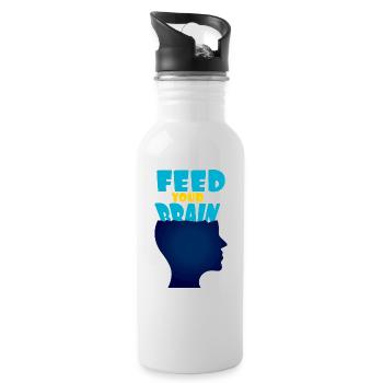 Feed your brain - füttere Dein Gehirn - Water bottle with straw - white - Right