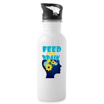 Feed your brain - füttere Dein Gehirn - Water bottle with straw - white - Right