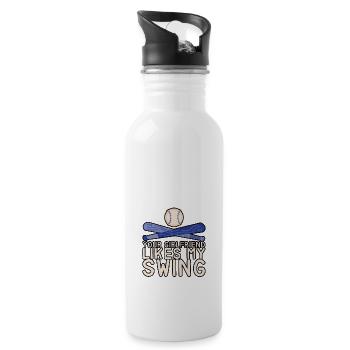 Your Girlfriend Likes My Swing 15 - Trinkflasche mit integriertem Trinkhalm - Weiß - Rechts