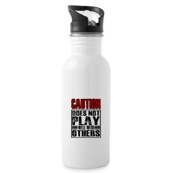 Caution does not play well with others 28 - Water bottle with straw - white - Right