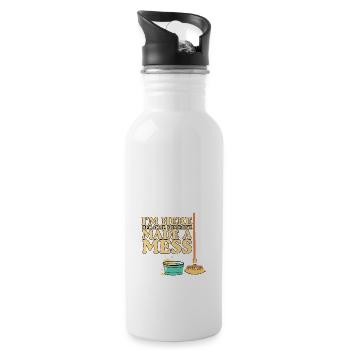 I'm Here Because Someone Made A Mess - Trinkflasche mit integriertem Trinkhalm - Weiß - Rechts