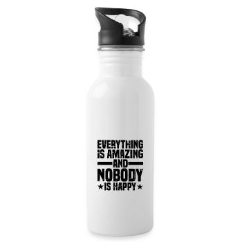 Everything is amazing and nobody is happy 2 - Water bottle with straw - white - Right
