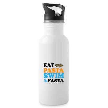 Eat Pasta Swim Fasta 9 - Trinkflasche mit integriertem Trinkhalm - Weiß - Rechts