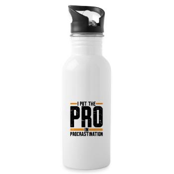 I Put The Pro In Procrastination 5 - Trinkflasche mit integriertem Trinkhalm - Weiß - Rechts