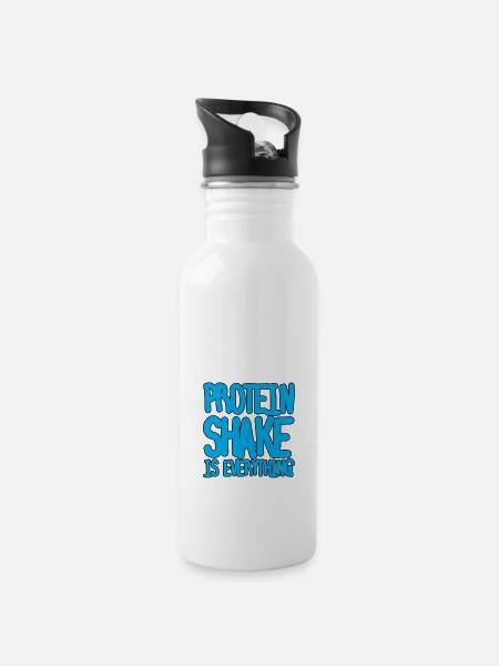 Protein Shake Is Everything - Trinkflasche mit integriertem Trinkhalm - Weiß