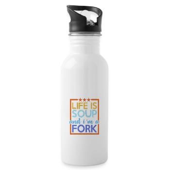 Life Is Soup And I'm A Fork 13 - Water bottle with straw - white - Right
