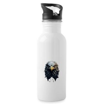Geometric Eagle Animation - Water bottle with straw - white - Right