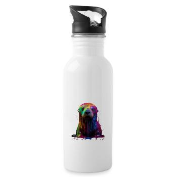 Rainbow Sea Otter - Trinkflasche mit integriertem Trinkhalm - Weiß - Rechts