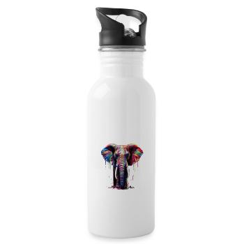 Rainbow Elephant - Trinkflasche mit integriertem Trinkhalm - Weiß - Rechts
