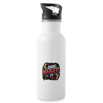 Dude Nailed It 4 - Trinkflasche mit integriertem Trinkhalm - Weiß - Rechts