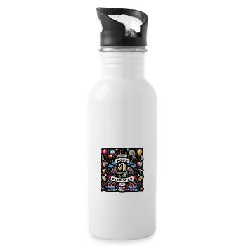 Four Ever Wild 59 - Trinkflasche mit integriertem Trinkhalm - Weiß - Rechts