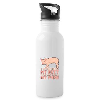 If You Rub My Butt, You Can Pull My Pork 7 - Water bottle with straw - white - Right