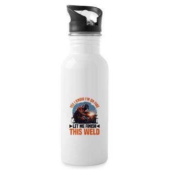 Yes I Know I'm On Fire, Let Me Finish This Weld 4 - Water bottle with straw - white - Right