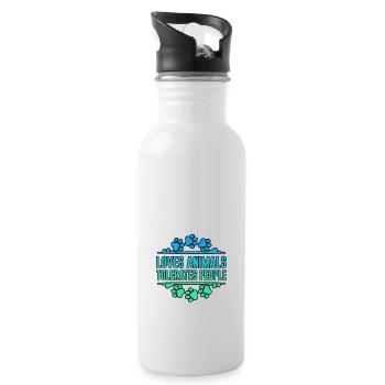 Loves Animals Tolerates People 2 - Water bottle with straw - white - Right