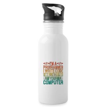 I'm A Programmer I Will Not Fix Your Computer 3 - Trinkflasche mit integriertem Trinkhalm - Weiß - Rechts