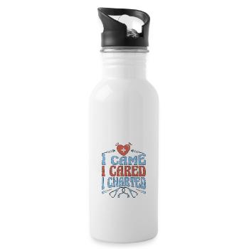 I Came I Cared I Charted 3 - Water bottle with straw - white - Right