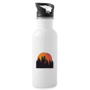 Sunset Forest Silhouette Extérieur Rétro Années 80 Vibe 2 - Gourde avec paille intégrée - blanc - Droite