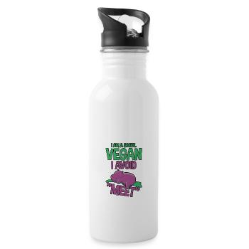 I Am A Social Vegan I Avoid Meet 2 - Water bottle with straw - white - Right