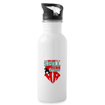 You Can't Spell Hero Without Hr 5 - Trinkflasche mit integriertem Trinkhalm - Weiß - Rechts