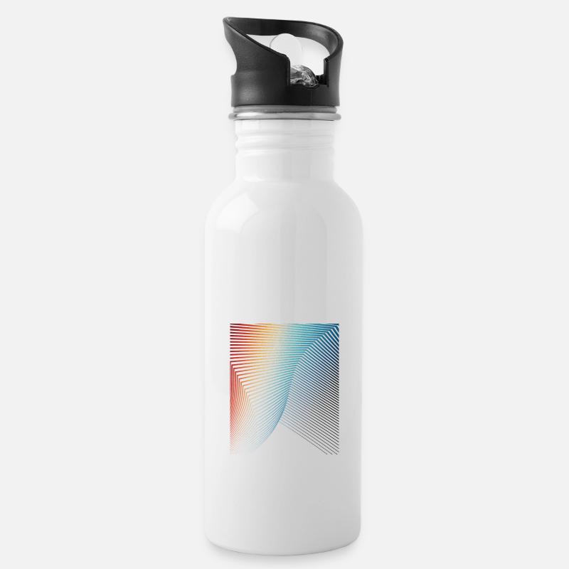 abstraktes geometrisches Muster Spirale Welle - Trinkflasche mit integriertem Trinkhalm - Weiß