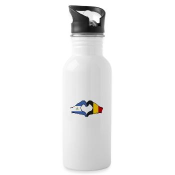 Nicaragua Belgique Drapeau Mains Coeur Forme - Gourde avec paille intégrée - blanc - Droite
