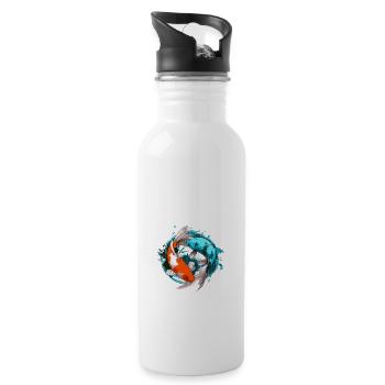 Koi Karpfen Harmonie - Trinkflasche mit integriertem Trinkhalm - Weiß - Rechts