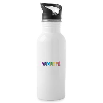 Pride Rainbow Yoga T-Shirt | Namasté - Water bottle with straw - white - Right