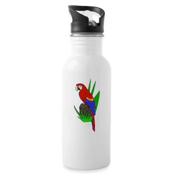 Papagei - Trinkflasche mit integriertem Trinkhalm - Weiß - Rechts