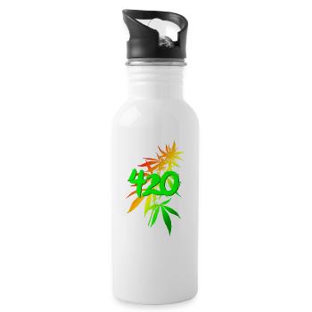 420 Cannabis - Trinkflasche mit integriertem Trinkhalm - Weiß - Rechts