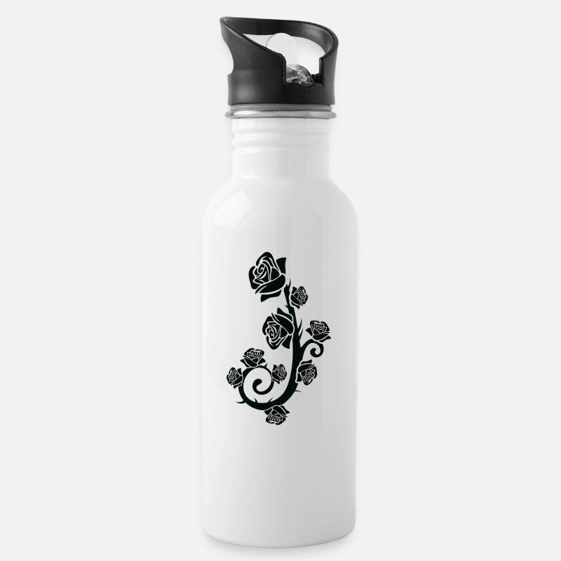 Rose noire, rose noire - Gourde avec paille intégrée - blanc