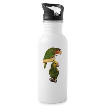 Amazon parrots - Water bottle with straw - white - Right