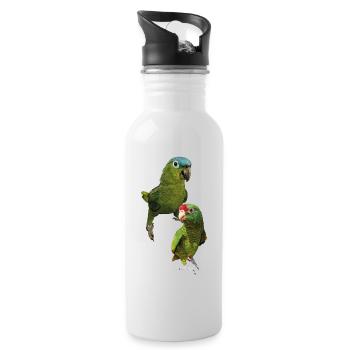 Amazon parrots - Water bottle with straw - white - Right