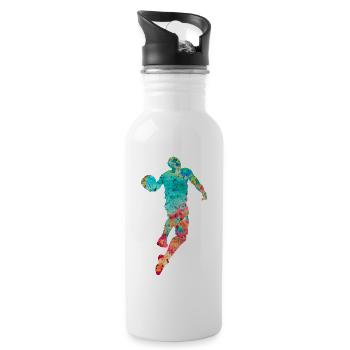 Basketballspieler - PopArt - Trinkflasche mit integriertem Trinkhalm - Weiß - Rechts