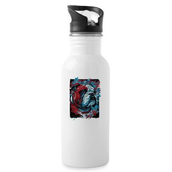 Cool English Bulldog - Water bottle with straw - white - Right